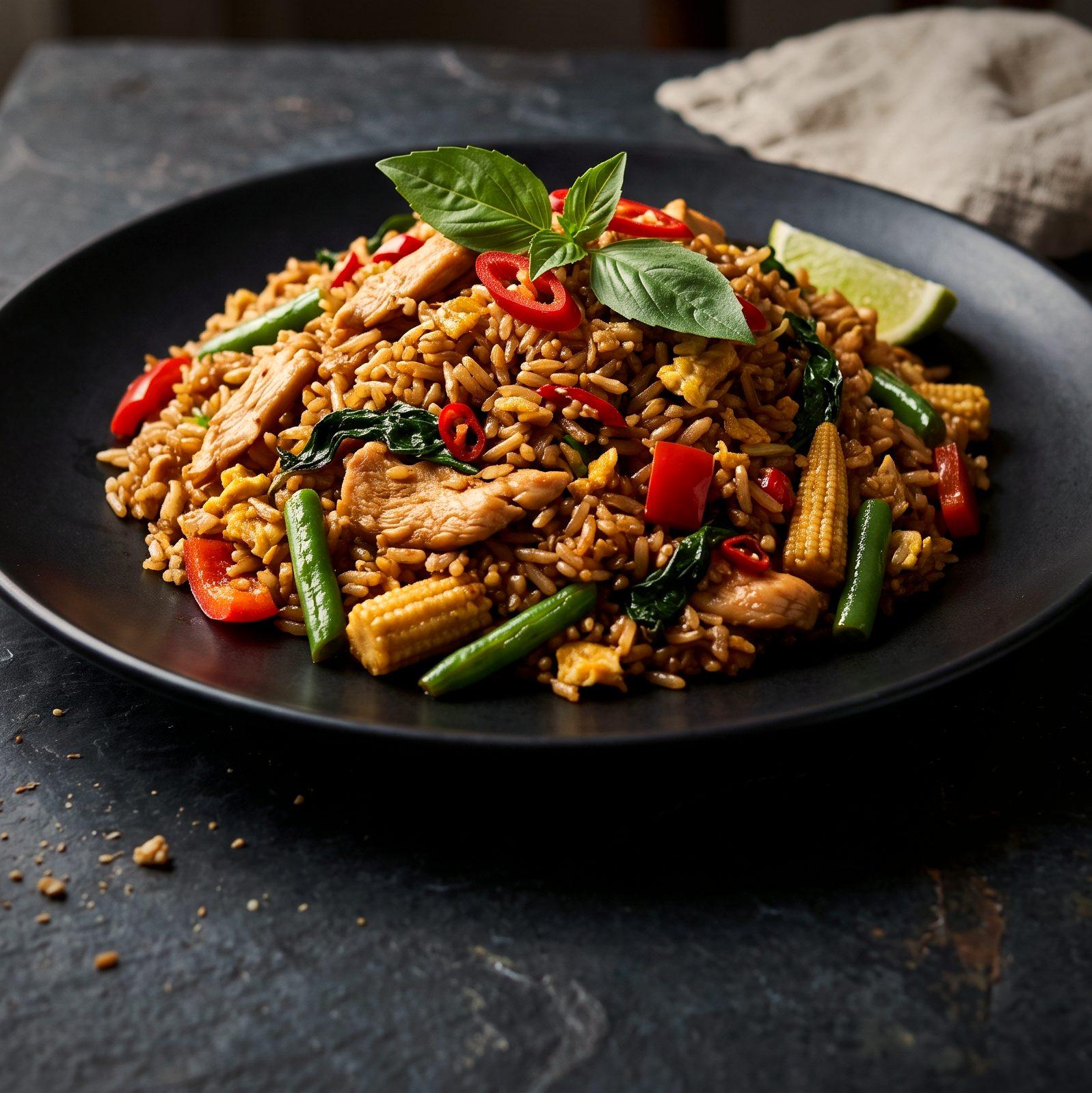 Basil Thai Fried Rice (AI-generated illustration)