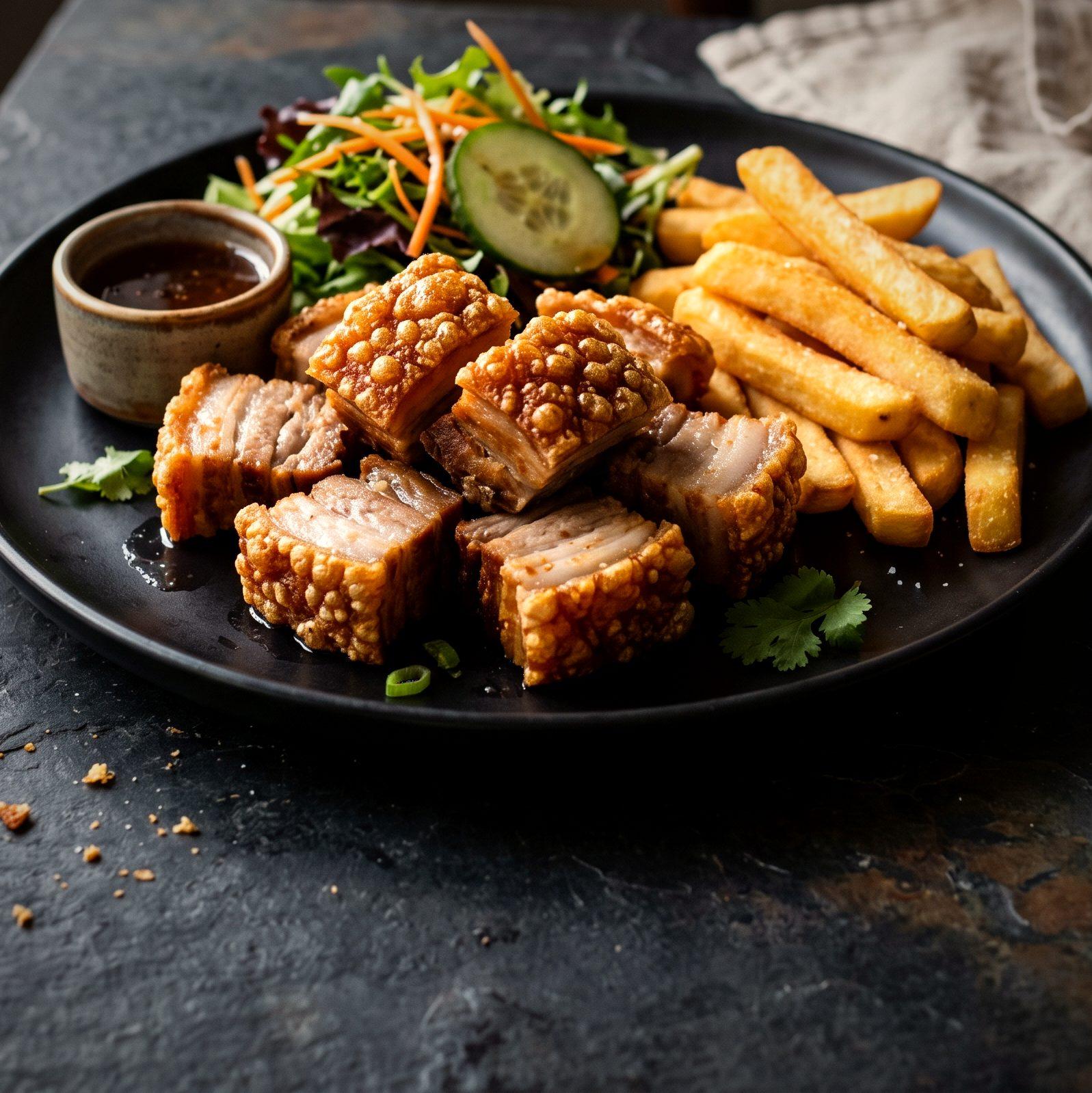 Pork Belly with Chips (AI-generated illustration)