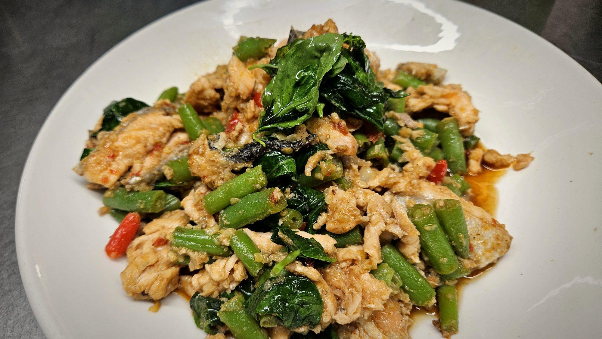 Pad kra pao, stir-fried holy basil with chilli