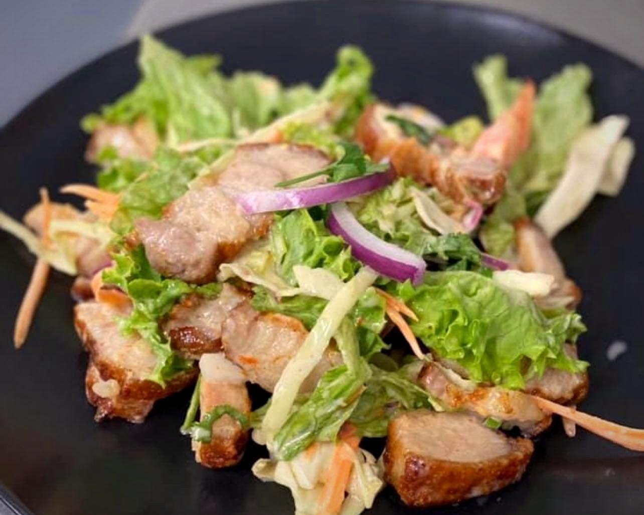 Crispy pork belly salad